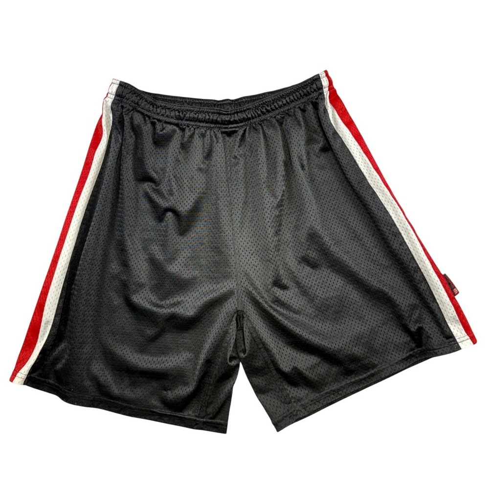Wilson Mens Athletic Mesh Shorts Black Red White Side Stripe Basketball Relaxed